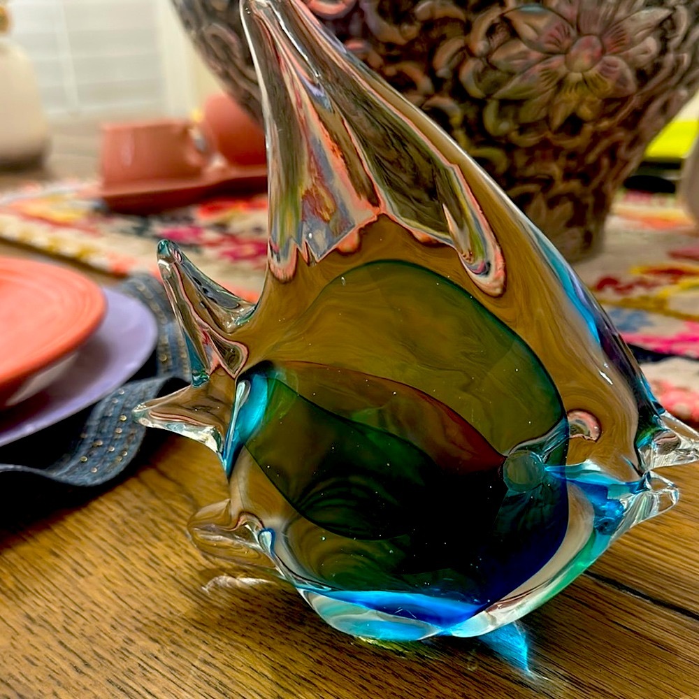 Gorgeous  designs- Handcrafted Glass Fish Figurine - Blue and Green